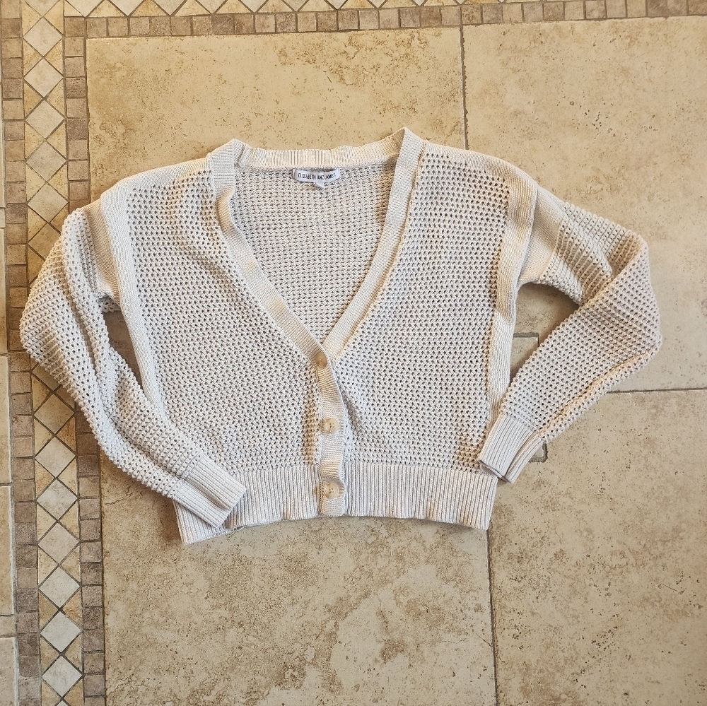 Elizabeth and James Cream Button-Up Cardigan